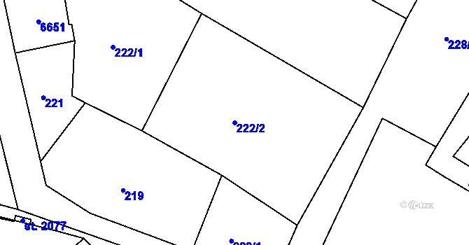 Parcela st. 222/2 v KÚ Jiříkov, Katastrální mapa