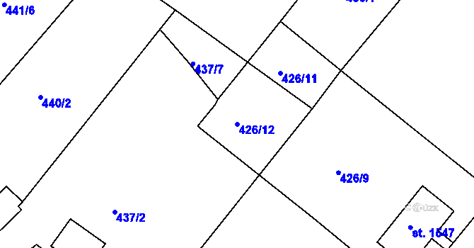 Parcela st. 426/12 v KÚ Jiříkov, Katastrální mapa