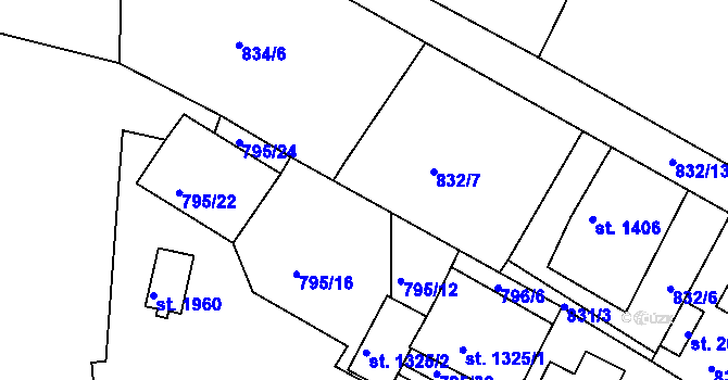 Parcela st. 831/4 v KÚ Jiříkov, Katastrální mapa