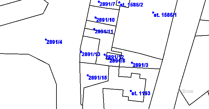 Parcela st. 2891/12 v KÚ Jiříkov, Katastrální mapa
