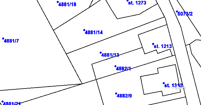 Parcela st. 4881/13 v KÚ Jiříkov, Katastrální mapa