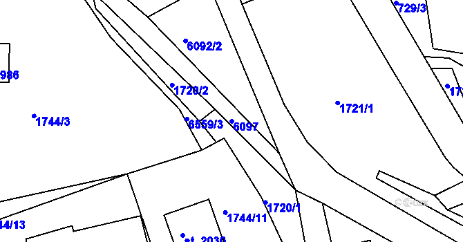 Parcela st. 6097 v KÚ Jiříkov, Katastrální mapa