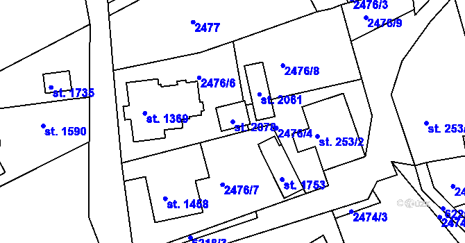 Parcela st. 2078 v KÚ Jiříkov, Katastrální mapa