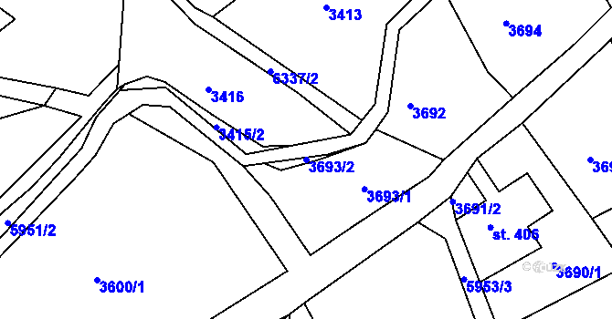 Parcela st. 3693/2 v KÚ Jiříkov, Katastrální mapa