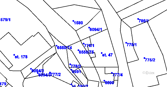 Parcela st. 778/1 v KÚ Jiříkov, Katastrální mapa