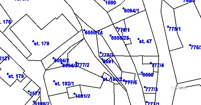 Parcela st. 778/2 v KÚ Jiříkov, Katastrální mapa