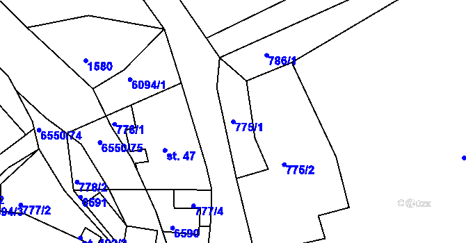 Parcela st. 775/1 v KÚ Jiříkov, Katastrální mapa