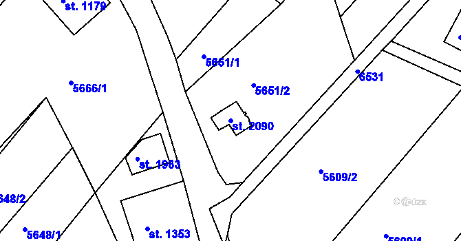 Parcela st. 2090 v KÚ Jiříkov, Katastrální mapa