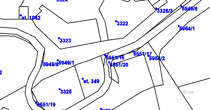 Parcela st. 6551/16 v KÚ Jiříkov, Katastrální mapa