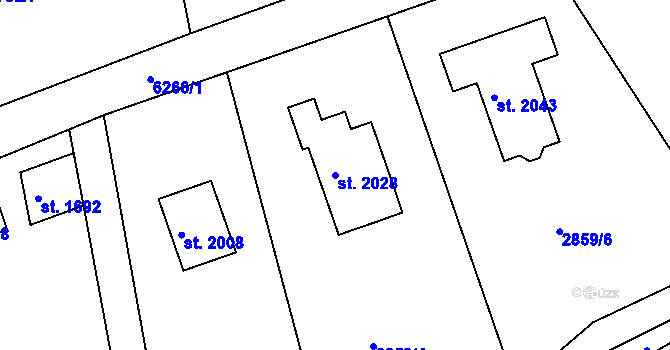 Parcela st. 2028 v KÚ Jiříkov, Katastrální mapa