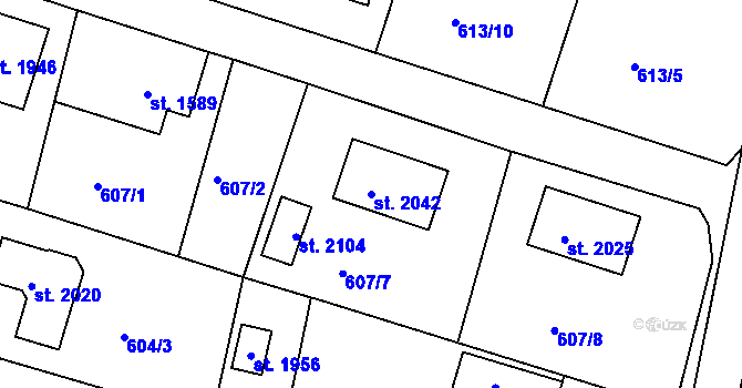 Parcela st. 2042 v KÚ Jiříkov, Katastrální mapa