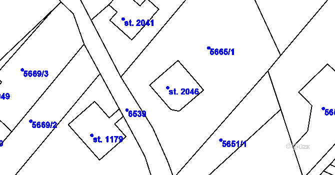 Parcela st. 2046 v KÚ Jiříkov, Katastrální mapa