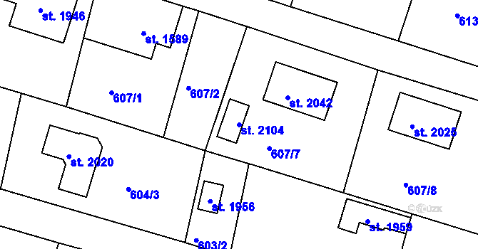 Parcela st. 2104 v KÚ Jiříkov, Katastrální mapa