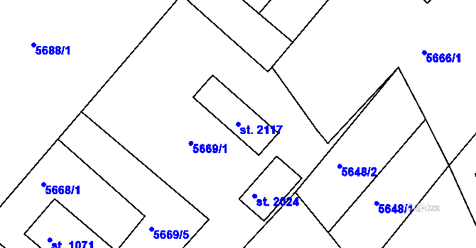 Parcela st. 2117 v KÚ Jiříkov, Katastrální mapa