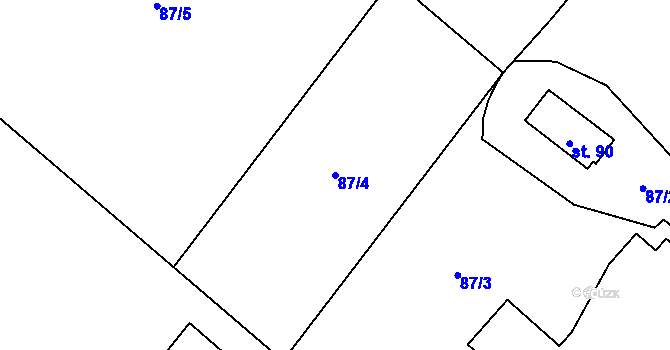 Parcela st. 87/4 v KÚ Jiříkov u Rýmařova, Katastrální mapa