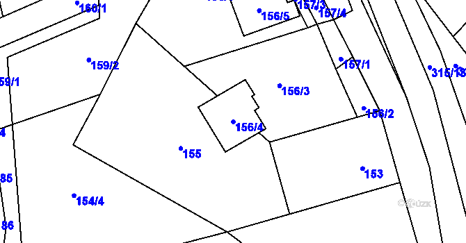 Parcela st. 156/4 v KÚ Jiříkovice, Katastrální mapa
