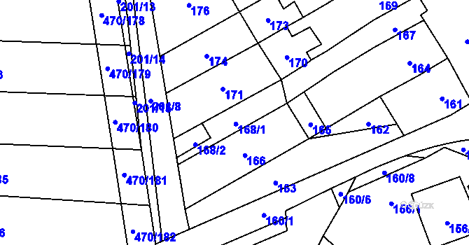Parcela st. 168 v KÚ Jiříkovice, Katastrální mapa