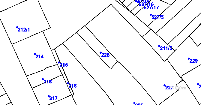 Parcela st. 226 v KÚ Jiříkovice, Katastrální mapa
