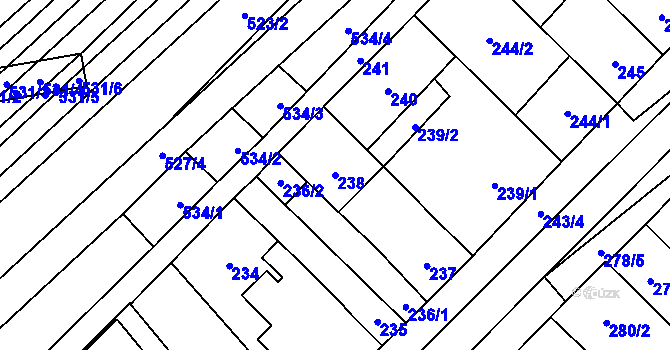 Parcela st. 238 v KÚ Jiříkovice, Katastrální mapa