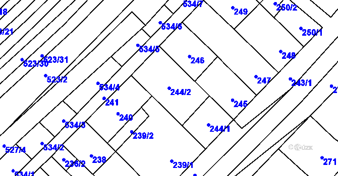 Parcela st. 244/2 v KÚ Jiříkovice, Katastrální mapa