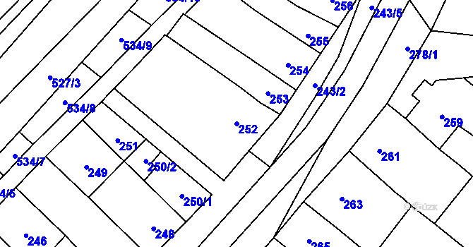 Parcela st. 252 v KÚ Jiříkovice, Katastrální mapa
