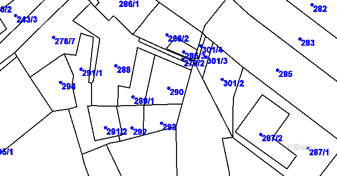 Parcela st. 290 v KÚ Jiříkovice, Katastrální mapa