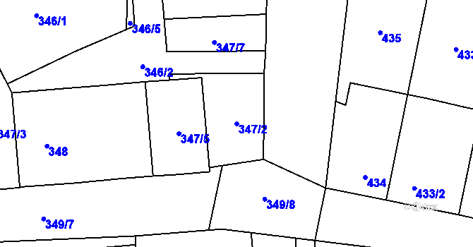 Parcela st. 347/2 v KÚ Jiříkovice, Katastrální mapa