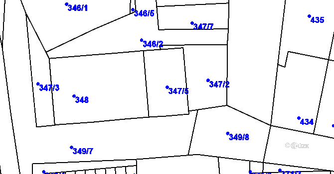 Parcela st. 347/5 v KÚ Jiříkovice, Katastrální mapa
