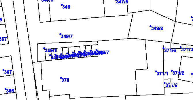Parcela st. 369/7 v KÚ Jiříkovice, Katastrální mapa