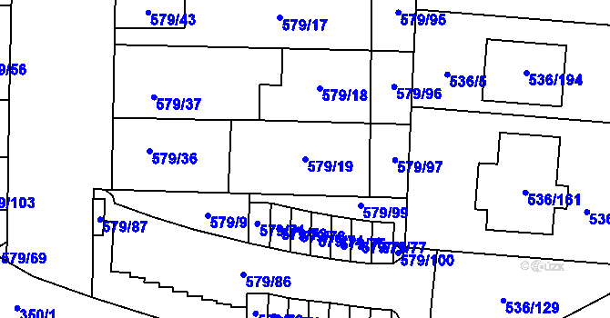 Parcela st. 579/19 v KÚ Jiříkovice, Katastrální mapa