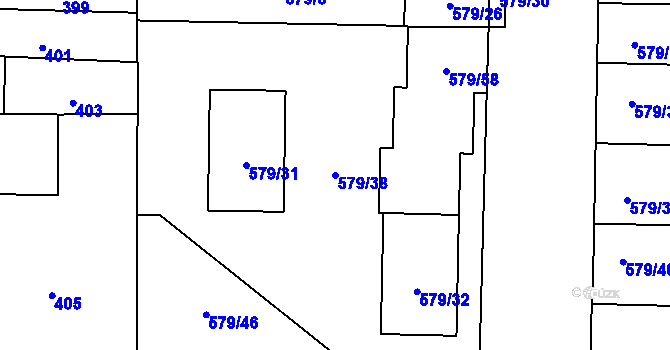 Parcela st. 579/38 v KÚ Jiříkovice, Katastrální mapa