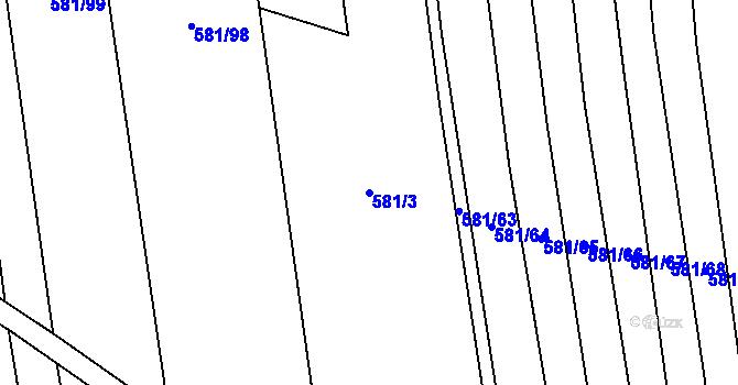 Parcela st. 581/3 v KÚ Jiříkovice, Katastrální mapa