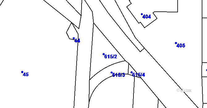 Parcela st. 615/2 v KÚ Jiříkovice, Katastrální mapa