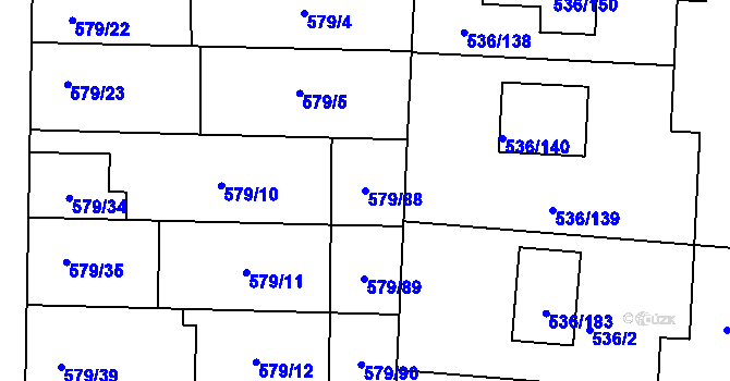 Parcela st. 579/88 v KÚ Jiříkovice, Katastrální mapa