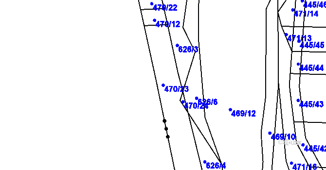 Parcela st. 470/23 v KÚ Jiříkovice, Katastrální mapa