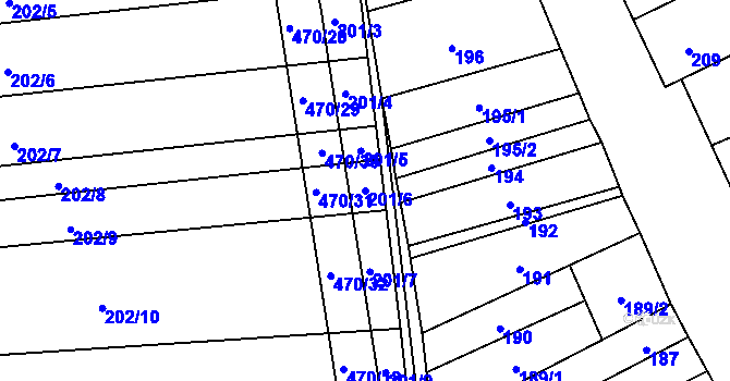 Parcela st. 201/6 v KÚ Jiříkovice, Katastrální mapa