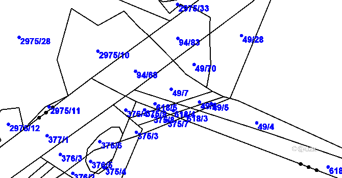 Parcela st. 49/7 v KÚ Jiříkovice, Katastrální mapa