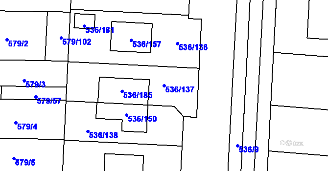 Parcela st. 536/137 v KÚ Jiříkovice, Katastrální mapa