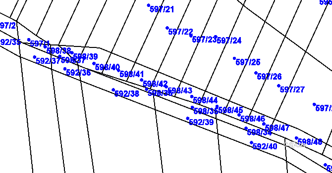 Parcela st. 598/43 v KÚ Jiříkovice, Katastrální mapa