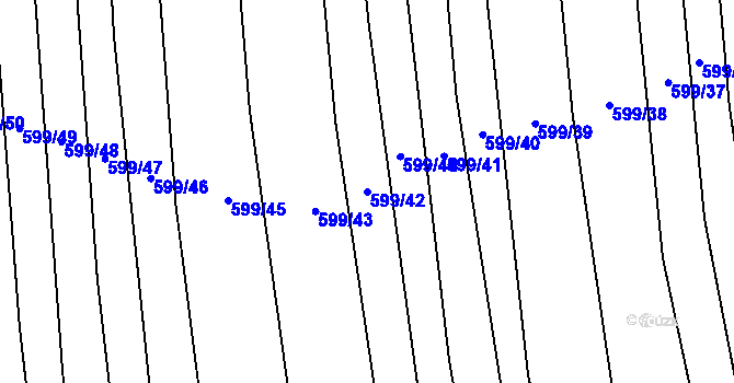 Parcela st. 599/42 v KÚ Jiříkovice, Katastrální mapa