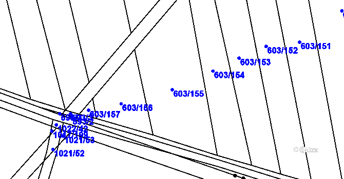 Parcela st. 603/155 v KÚ Jiříkovice, Katastrální mapa