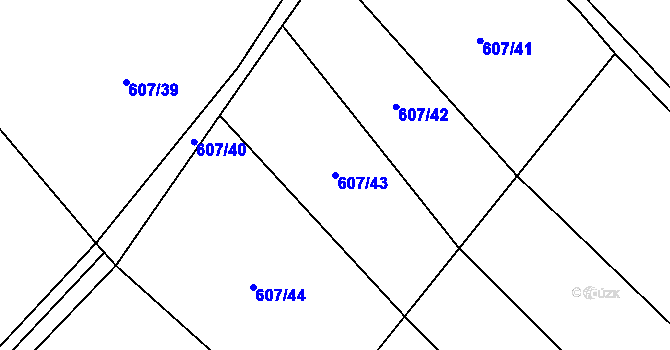 Parcela st. 607/43 v KÚ Jiříkovice, Katastrální mapa