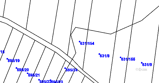 Parcela st. 631/154 v KÚ Jiříkovice, Katastrální mapa