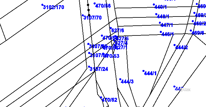 Parcela st. 470/53 v KÚ Jiříkovice, Katastrální mapa