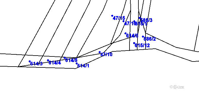Parcela st. 47/10 v KÚ Jiříkovice, Katastrální mapa