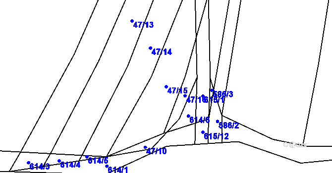 Parcela st. 47/15 v KÚ Jiříkovice, Katastrální mapa