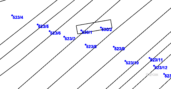 Parcela st. 523/8 v KÚ Jiříkovice, Katastrální mapa