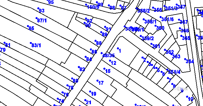 Parcela st. 48/35 v KÚ Jiříkovice, Katastrální mapa