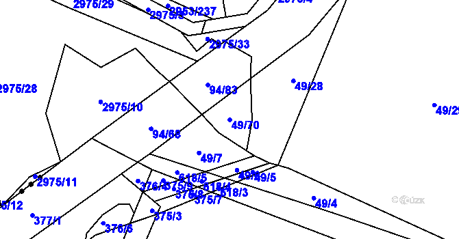 Parcela st. 49/70 v KÚ Jiříkovice, Katastrální mapa