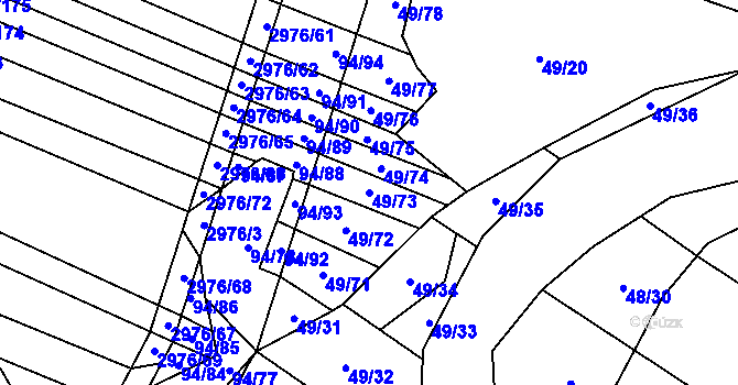 Parcela st. 49/73 v KÚ Jiříkovice, Katastrální mapa